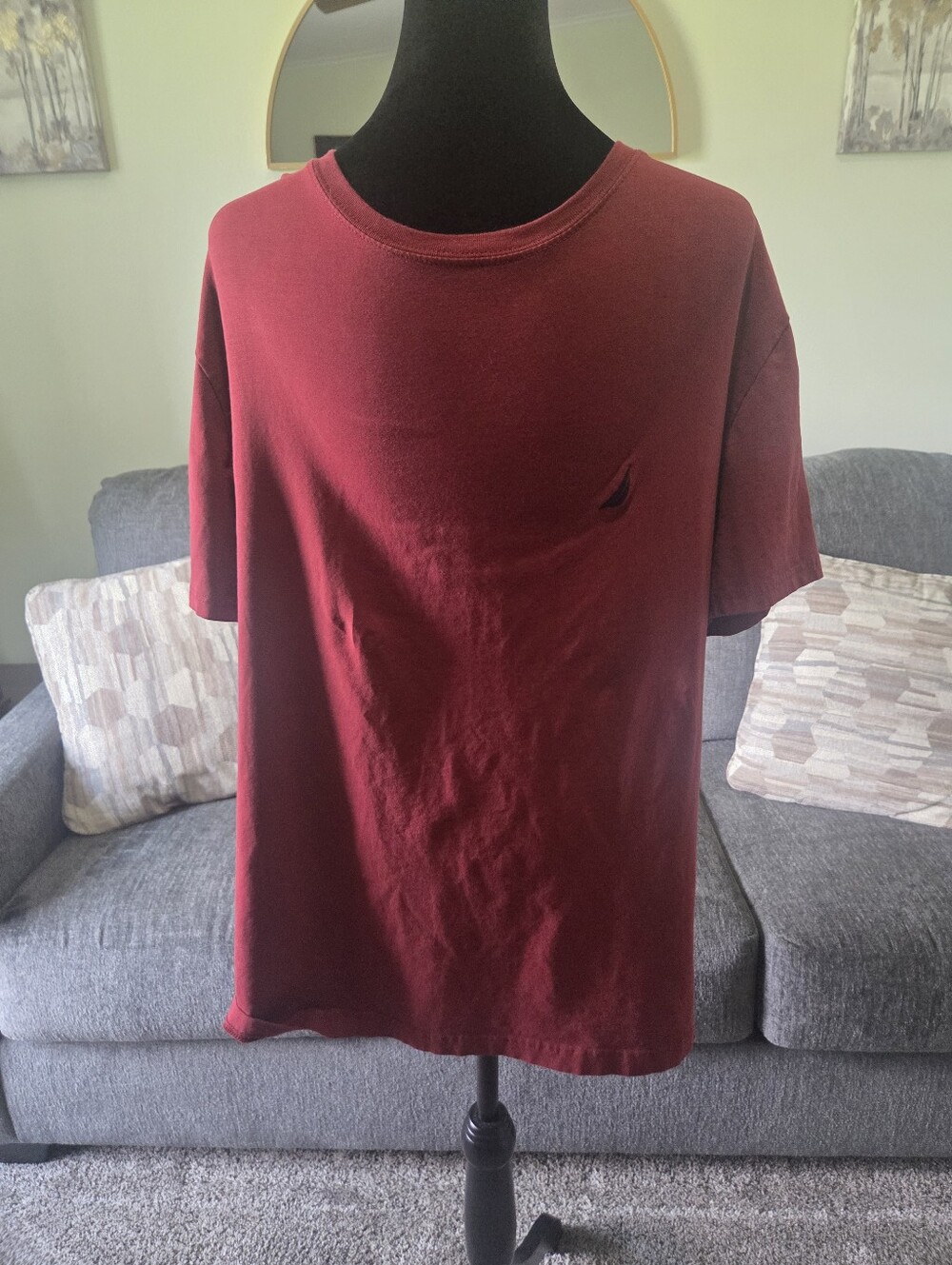 Nautica Men's Deep Red Crewneck Short-Sleeve Tee